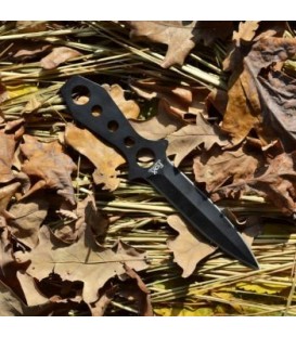 Нож метательный KN-01 в ножнах (полная длин 21.5см, длина лезвия 10.5см), черный