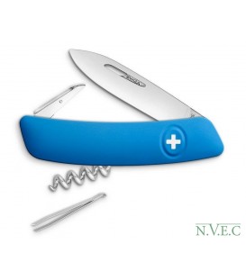 Нож Swiza D01, голубой, 6 ф., штопор (KNI.0010.1030)