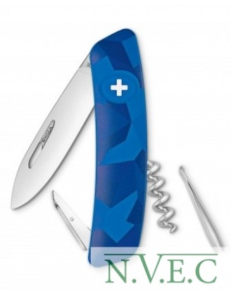 Нож Swiza C01, голубой livor, 6 ф., штопор (KNI.0010.2030)