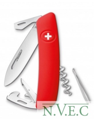 Нож Swiza D03, красный, 11 ф., штопор (KNI.0030.1000)