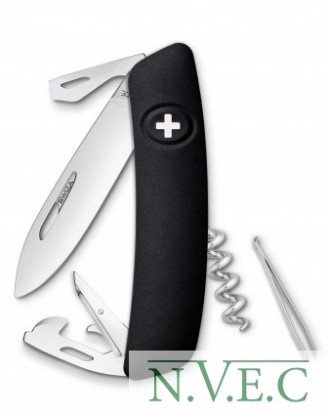 Нож Swiza D03, черный, 11 ф., штопор (KNI.0030.1010)