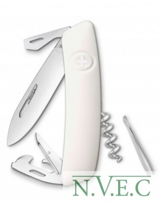 Нож Swiza D03, белый, 11 ф., штопор (KNI.0030.1020)
