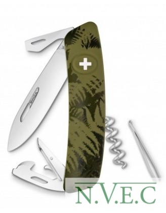 Нож Swiza C03, хаки silva, 11 ф., штопор (KNI.0030.2050)