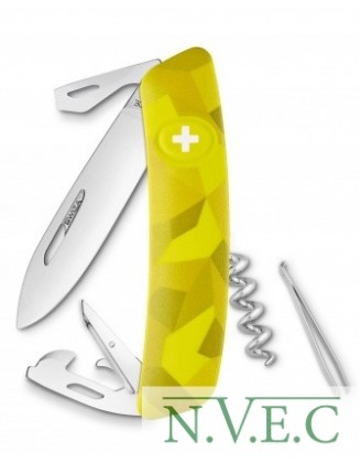 Нож Swiza C03, желтый velor, 11 ф., штопор (KNI.0030.2080)