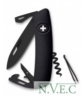 Нож Swiza D03, all black, 11 ф., штопор (KNI.0033.1010)