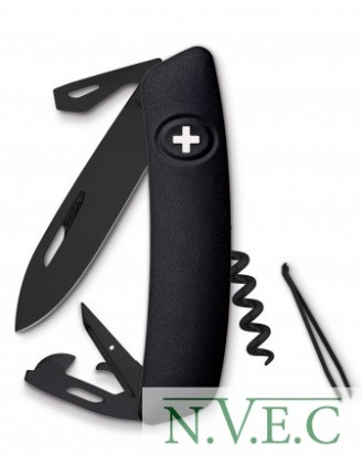 Нож Swiza D03, all black, 11 ф., штопор (KNI.0033.1010)