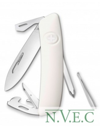 Нож Swiza D04, белый, 11 ф., отвертка (KNI.0040.1020)