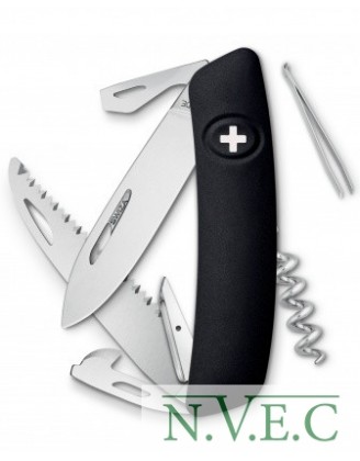 Нож Swiza D05, черный, 12 ф., пилка \  штопор (KNI.0050.1010)
