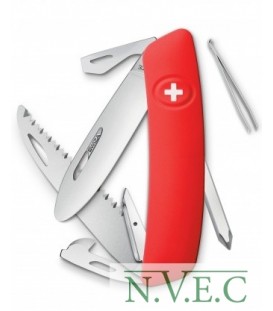 Нож Swiza J06, красный, 12 ф., пилка  отвертка (KNI.0061.1001)
