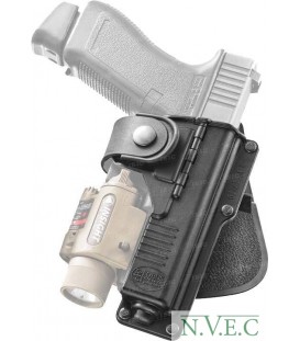 Кобура Fobus для Glock-19/23 с подствольным фонарем, с поясным фиксатором, поворотная