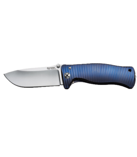 Нож LionSteel SR-1 лезвие 94 мм, рукоять - титан, цвет фиолетовый, в деревянной коробке