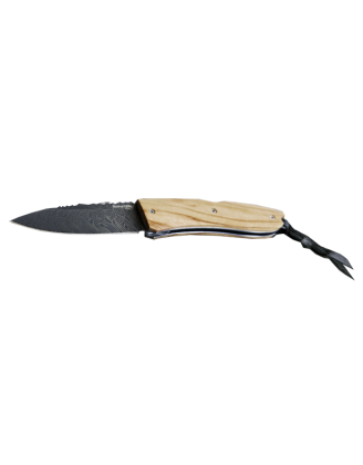 Нож LionSteel Opera лезвие 74 мм, дамаск, рукоять - оливковое дерево, в деревянной коробке