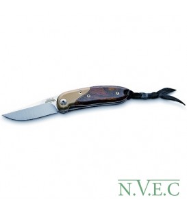 Нож LionSteel Mini лезвие 60 мм, рукоять - оливковое дерево, крепление на ремень