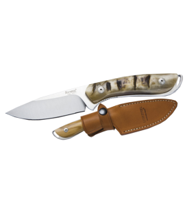 Нож LionSteel Hunting лезвие 90 мм фиксированное, рукоять - оливковое дерево, кожаный чехол
