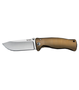Нож LionSteel SR2 mini лезвие 78 мм, рукоять - титан, цвет бронзовый, в деревянной коробке