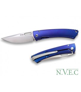 Нож LionSteel TiSpine лезвие 85 мм, рукоять - титан, цвет синий, глянцевый