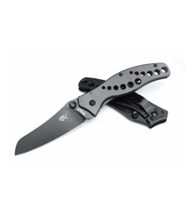 Нож Sanrenmu Tactical, лезвие 89 мм чёрное, рукоять сталь чёрная, крепление на ремень