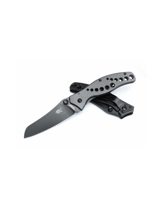 Нож Sanrenmu Tactical, лезвие 89 мм чёрное, рукоять сталь чёрная, крепление на ремень