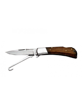 Нож Maserin лезвие 75 мм нержавеющая сталь и крюк, рукоять дерево кокоболо