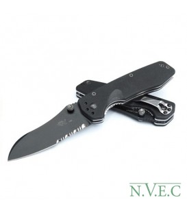 Нож Sanrenmu Tactical, лезвие 85 мм чёрное, рукоять чёрная G10, крепление на ремень