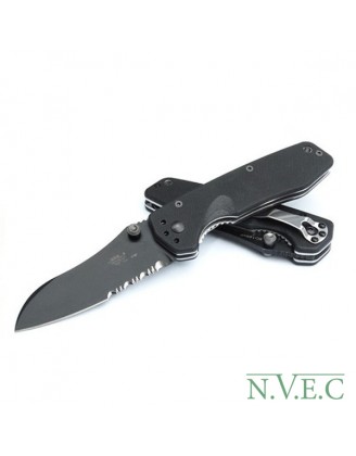 Нож Sanrenmu Tactical, лезвие 85 мм чёрное, рукоять чёрная G10, крепление на ремень